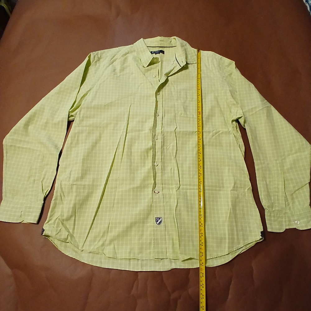 Daniel Cremieux Men's XL Lime Green Cotton Casual Shirt White Striped